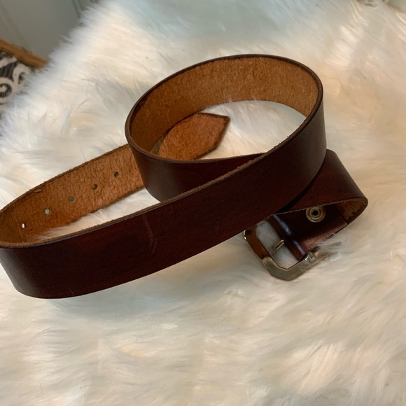 By Zero brown leather belt geometric silver buckle - Picture 6 of 9